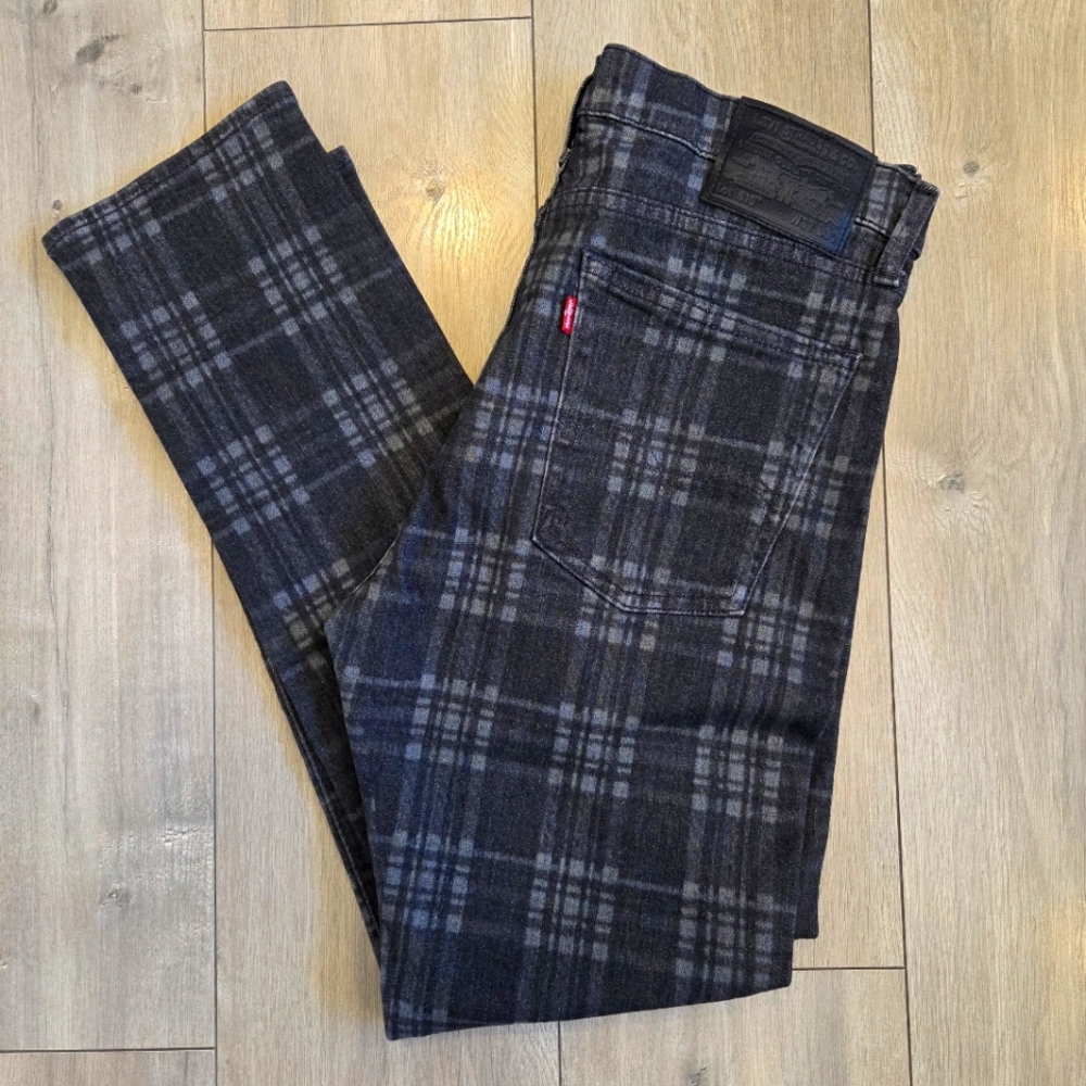 LEVIS 510 Skinny fit Deathcap Plaid LASER PRINT SPECIAL EDITION 32 x 29 Black